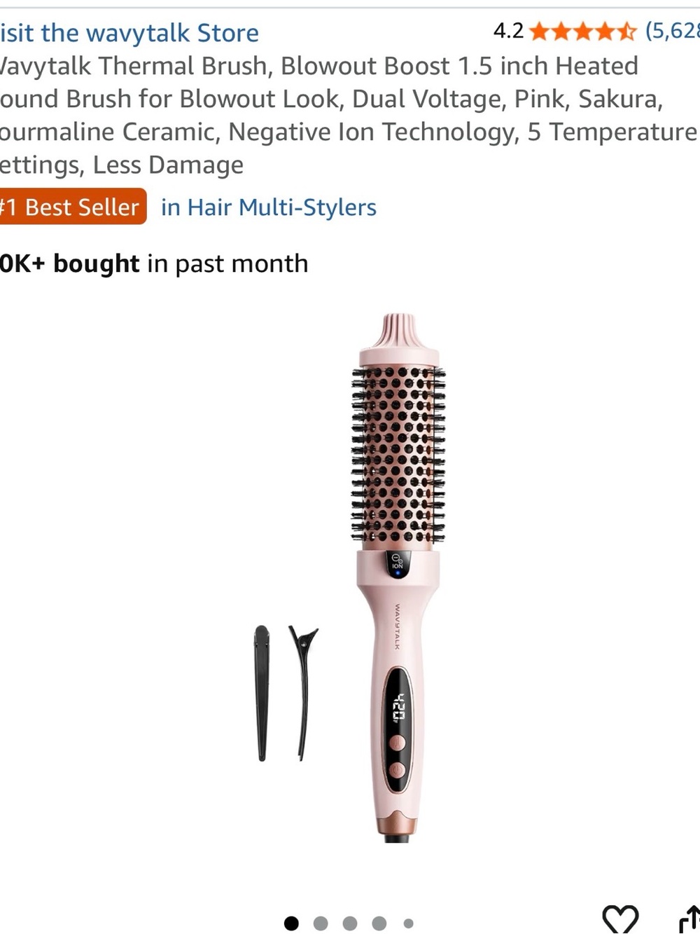 Wavytalk Pink 1.5" Heated Round Brush - Volumizing Blowout Styler